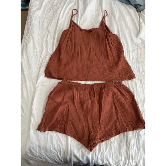 2 Piece Set Burnt Orange Tank Top and High Waisted Shorts - Picture 2 of 10